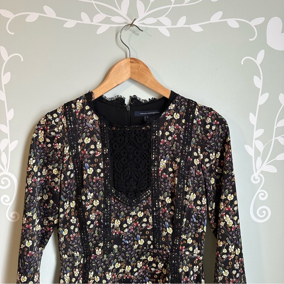 French Connnection Black Floral Lace Dress in Size US 6 - Picture 2 of 8